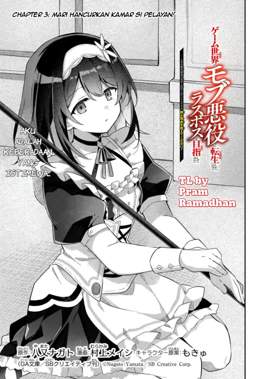 Baca Komik Game Sekai no mobu akuyaku ni tensei shita node Last bos wo mezashite mita Chapter 3 Gambar 1
