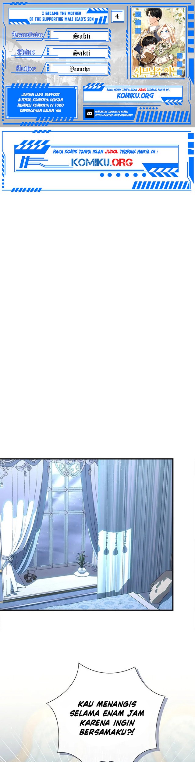 Baca Komik I Became the Mother of the Supporting Male Lead's Son Chapter 4 Gambar 1