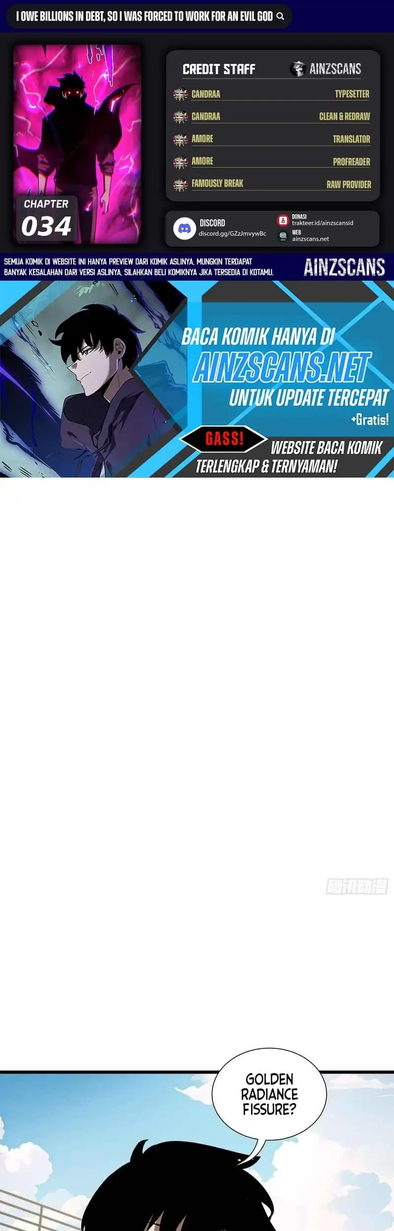 Komik I Owe A Billion Dollars And I am Forced to Become A Worker For An Evil God Chapter 34 gambar 1