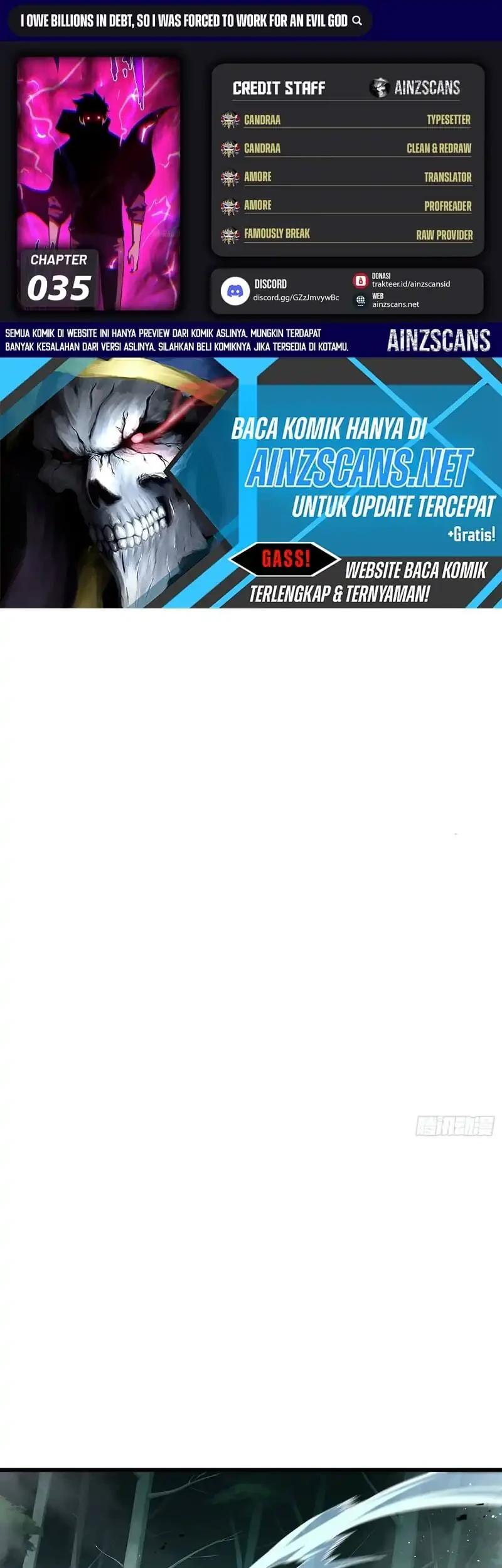 Komik I Owe A Billion Dollars And I am Forced to Become A Worker For An Evil God Chapter 35 gambar 1