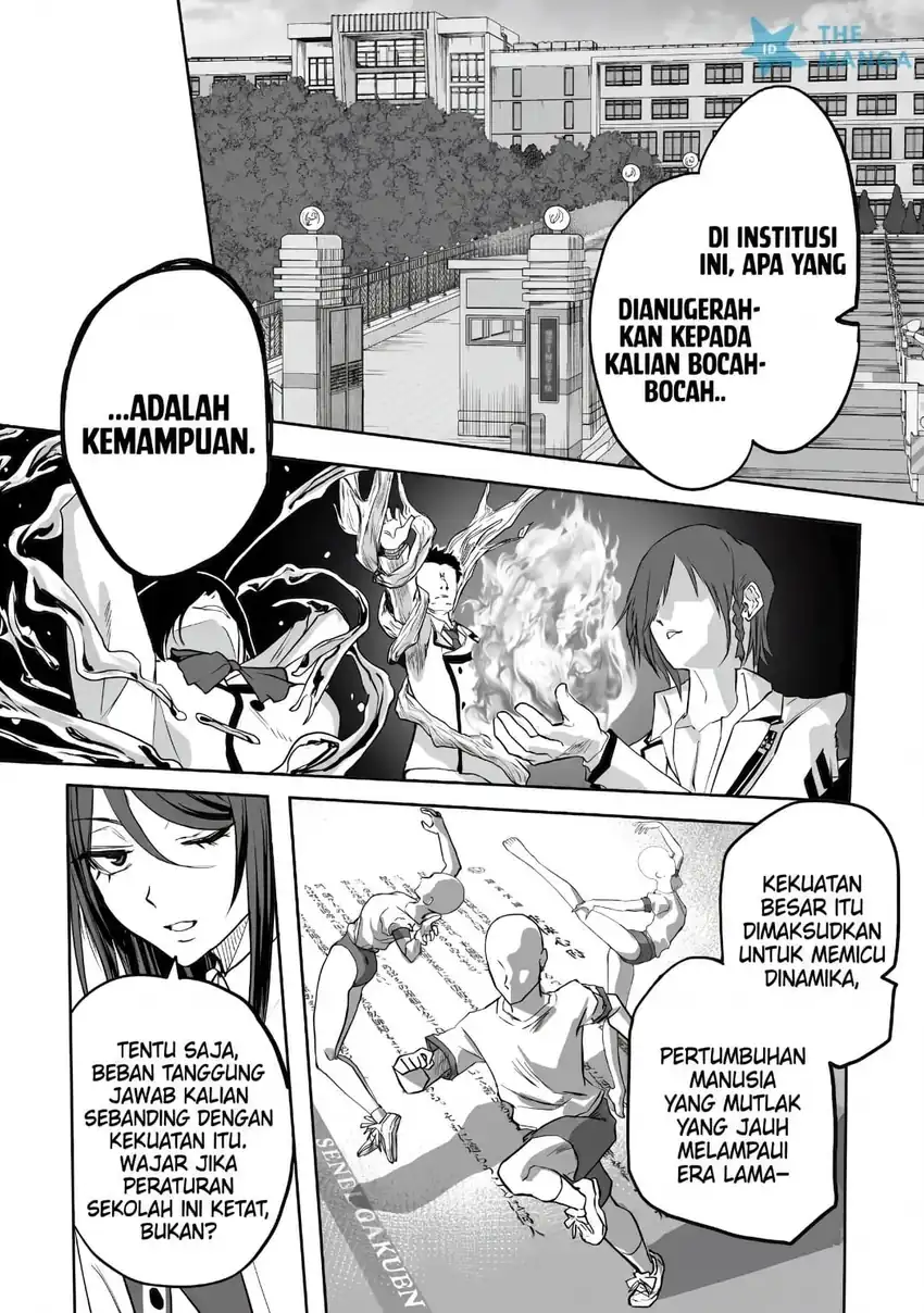 Inou Gakuen no Saikyou wa Heion ni Hisomu: Kikakugai no Kaibutsu, Munou o Enji Gakuen o Kage kara Shihai Suru Chapter 1 Gambar 8