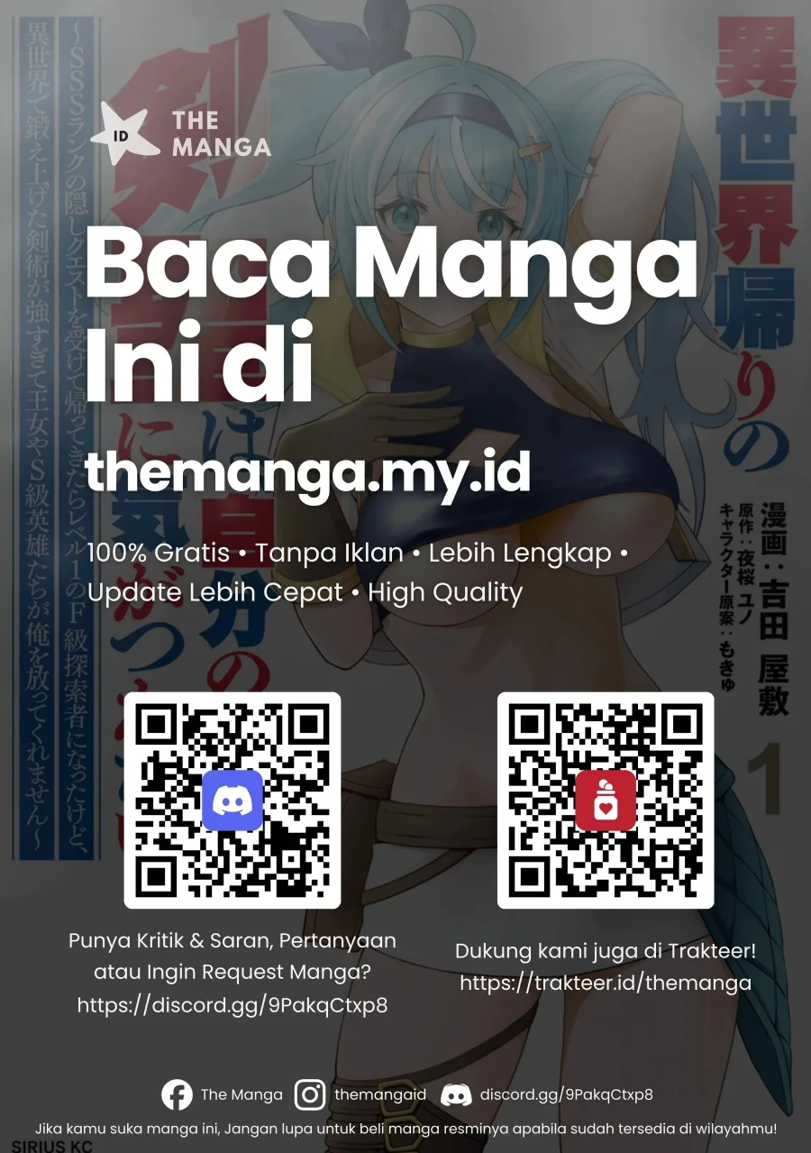 Isekai Kaeri No Kensei Wa, Jibun No Jitsuryoku Ni Kigatsukanai ~sss Rank No Kakushi Quest Wo Ukete Kaettekitara Level 1 No F Kyuu Tansakusha Ni Natta Kedo, Isekai De Kitaeta Kenjutsu Ga Tsuyosugite Oujo Ya S Kyuu Eiyuu Tachi Ga Ore Wo Hottate Kuremasen~ Chapter 1 Gambar 59