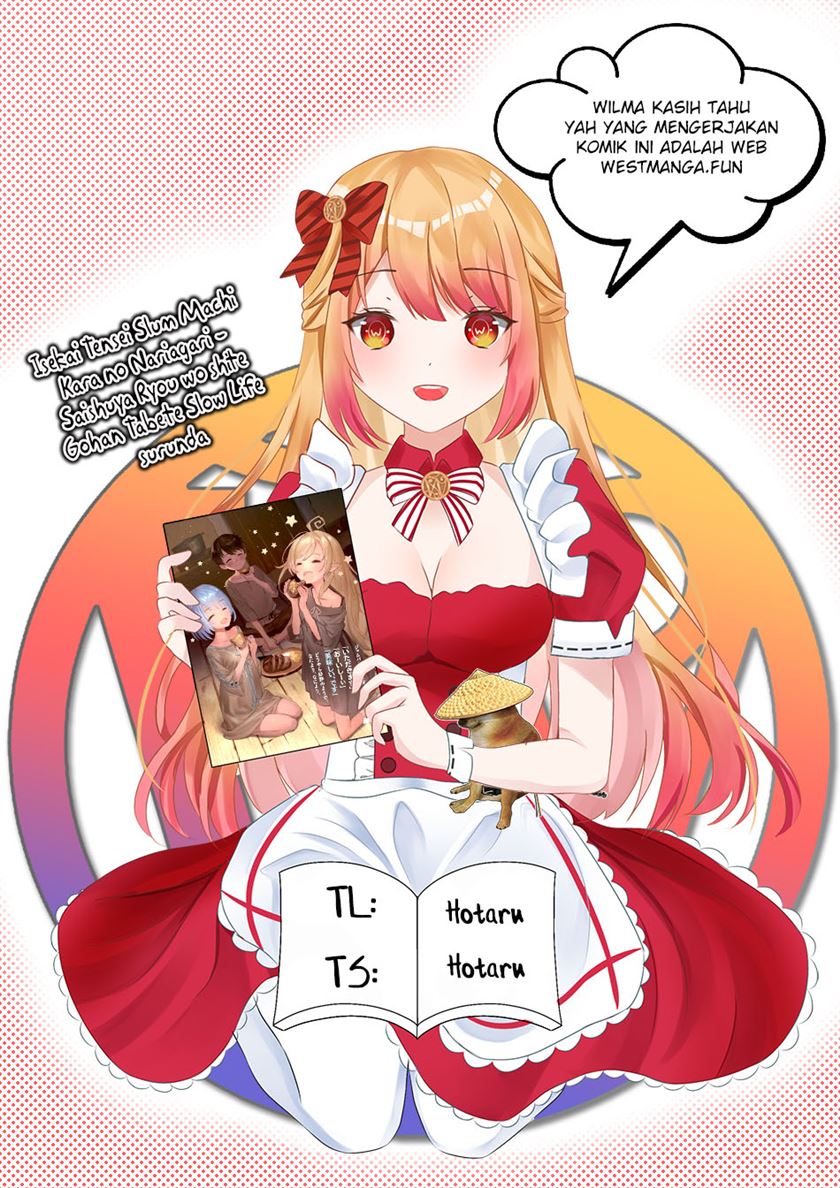 Baca Komik Isekai Tensei Slum Machi kara no Nariagari – Saishuya Ryou wo shite Gohan Tabete Slow Life surun da Chapter 3 Gambar 1