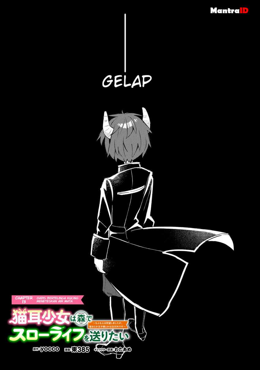 Baca Komik Nekomimi Shoujo wa Mori de Slow Life wo Okuritai: Mofumofu wa Shomou Shimashita ga, Seijo to ka Ouji-sama to ka wa Chuumongai desu Chapter 13.1 Gambar 1