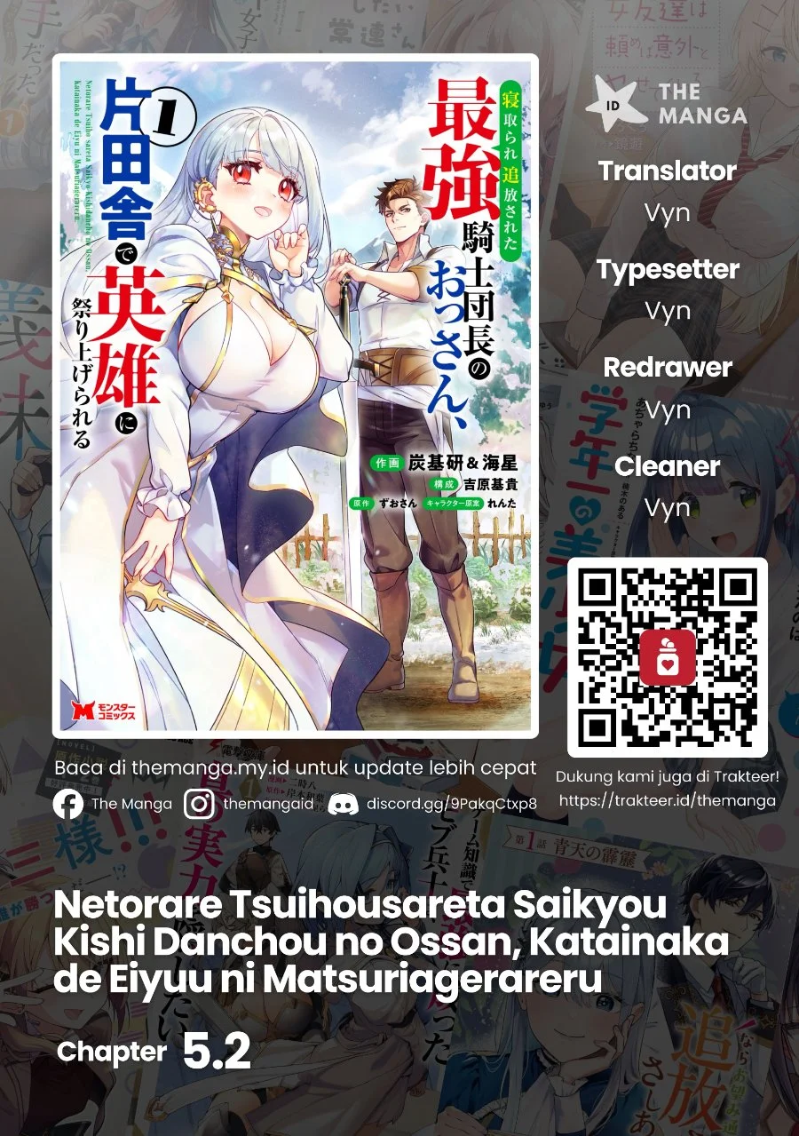 Komik Netorare Tsuihousareta Saikyou Kishi Danchou No Ossan, Katainaka De Eiyuu Ni Matsuriagerareru Chapter 5.2 gambar 1