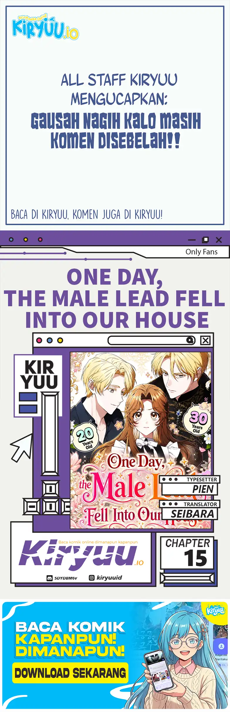 One Day, the Male Lead Fell Into Our House Chapter 15 halaman 1