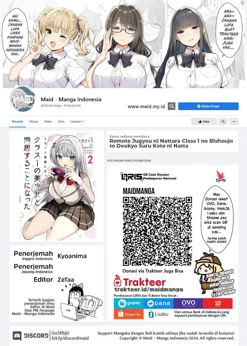 Manga Remote Jugyou ni Nattara Class 1 no Bishoujo to Doukyo Suru Koto ni Natta Chapter 15 gambar nomor 2
