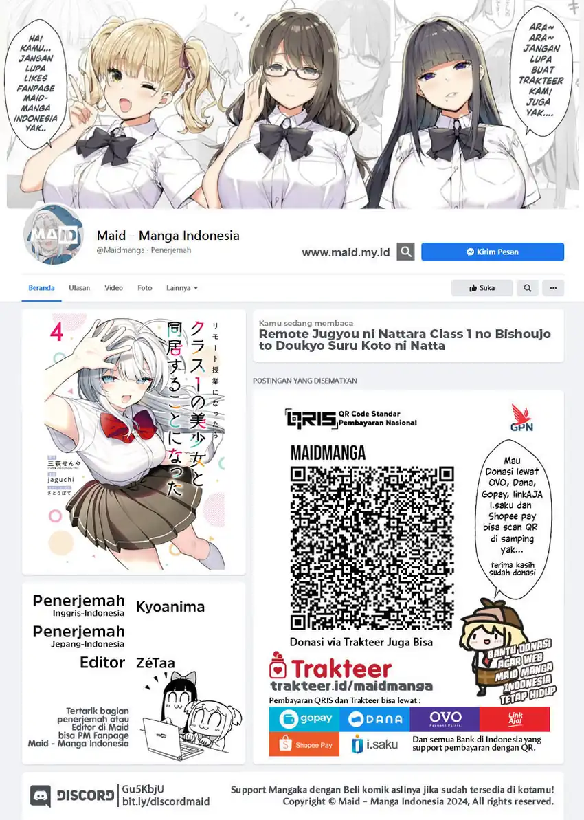 Manga Remote Jugyou ni Nattara Class 1 no Bishoujo to Doukyo Suru Koto ni Natta Chapter 20.1 gambar 2