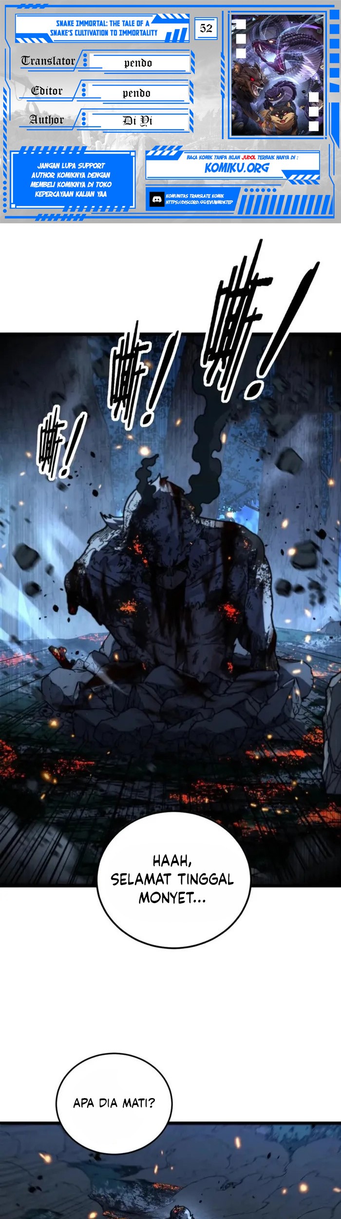 Baca Komik Snake Immortal: The Tale of a Snake’s Cultivation to Immortality Chapter 52 Gambar 1