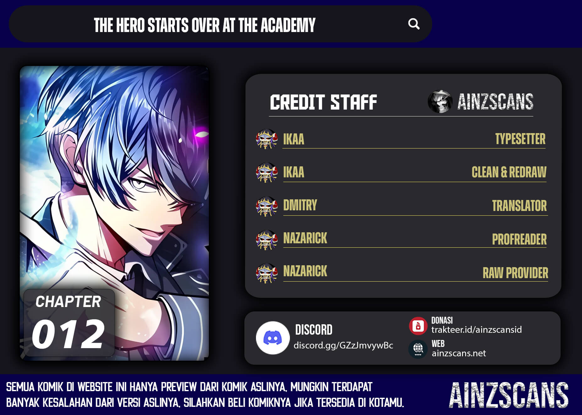 Baca Komik The Hero Starts Over at the Academy Chapter 12 Gambar 1