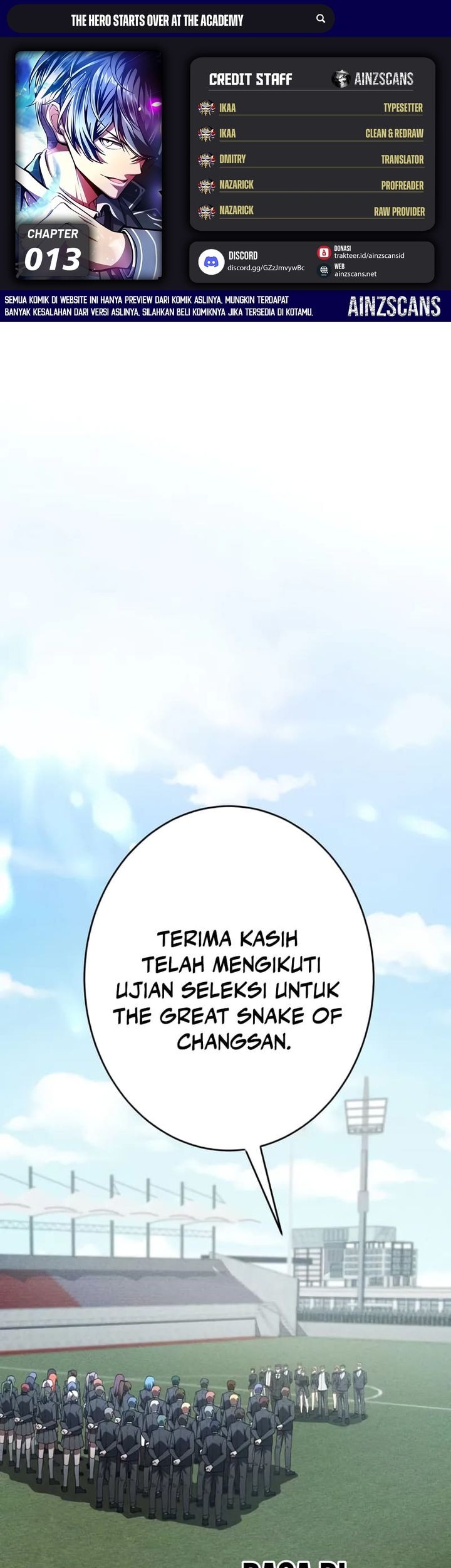 Baca Komik The Hero Starts Over at the Academy Chapter 13 Gambar 1