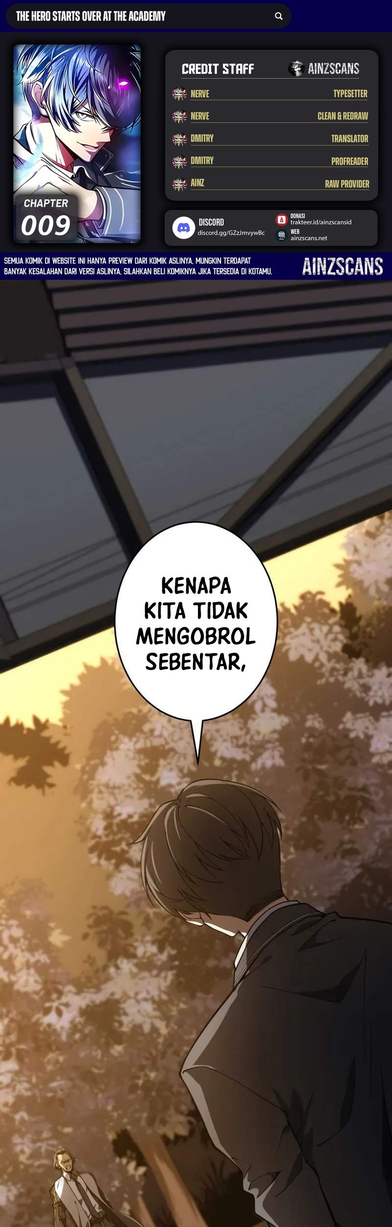 Baca Komik The Hero Starts Over at the Academy Chapter 9 Gambar 1