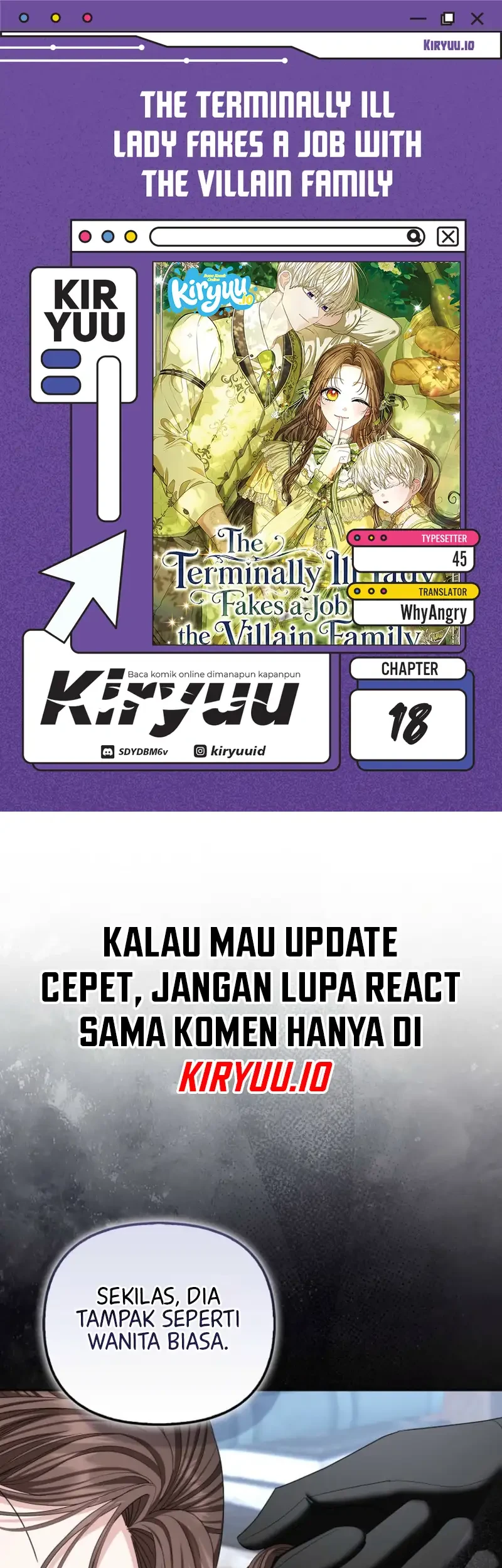 Komik The Terminally Ill Lady Fakes a Job with the Villain Family Chapter 18 gambar 1