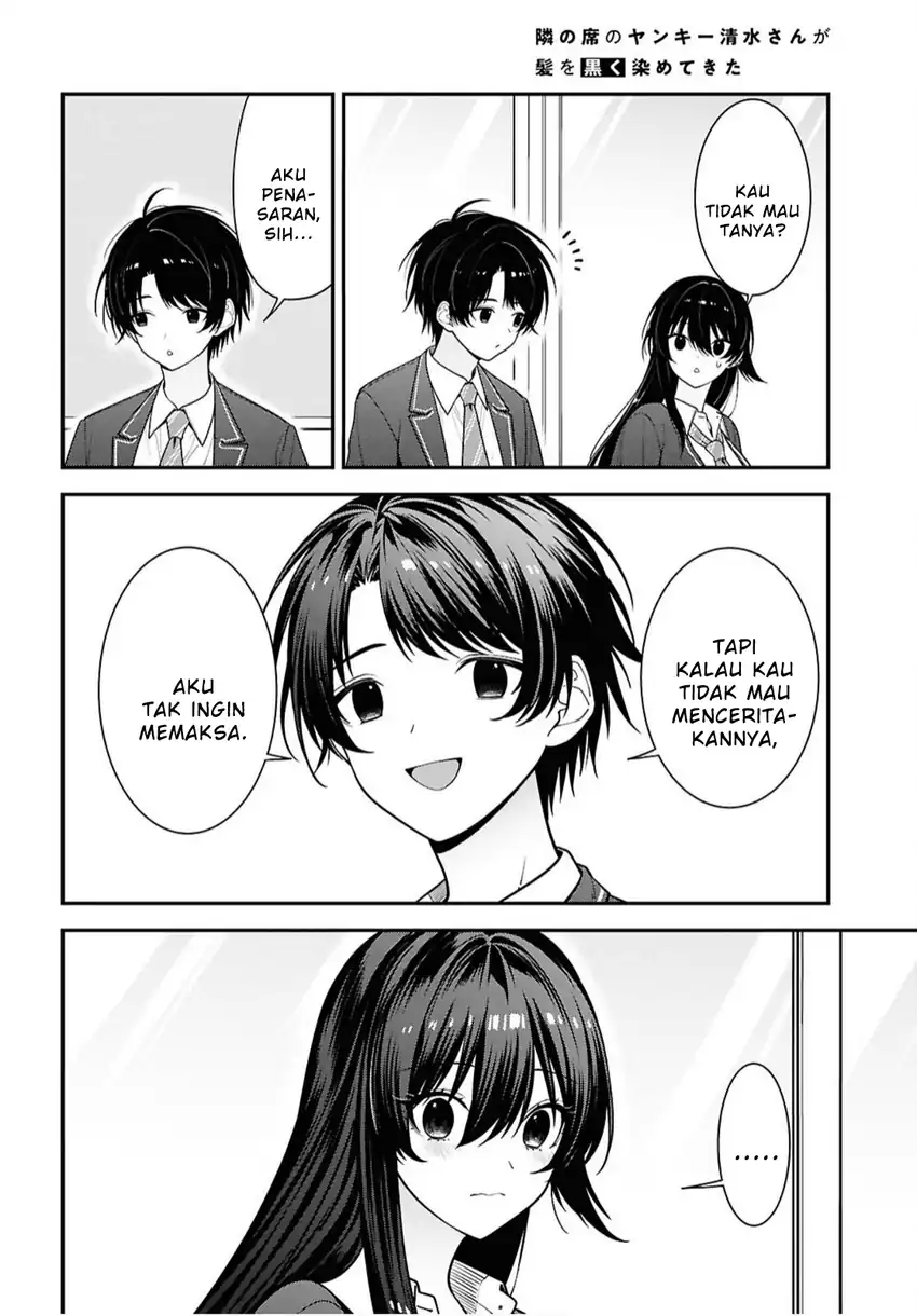 Tonari no Seki no Yankee Shimizu-san ga Kami o Kuroku Sometekita Chapter 17 Gambar 10