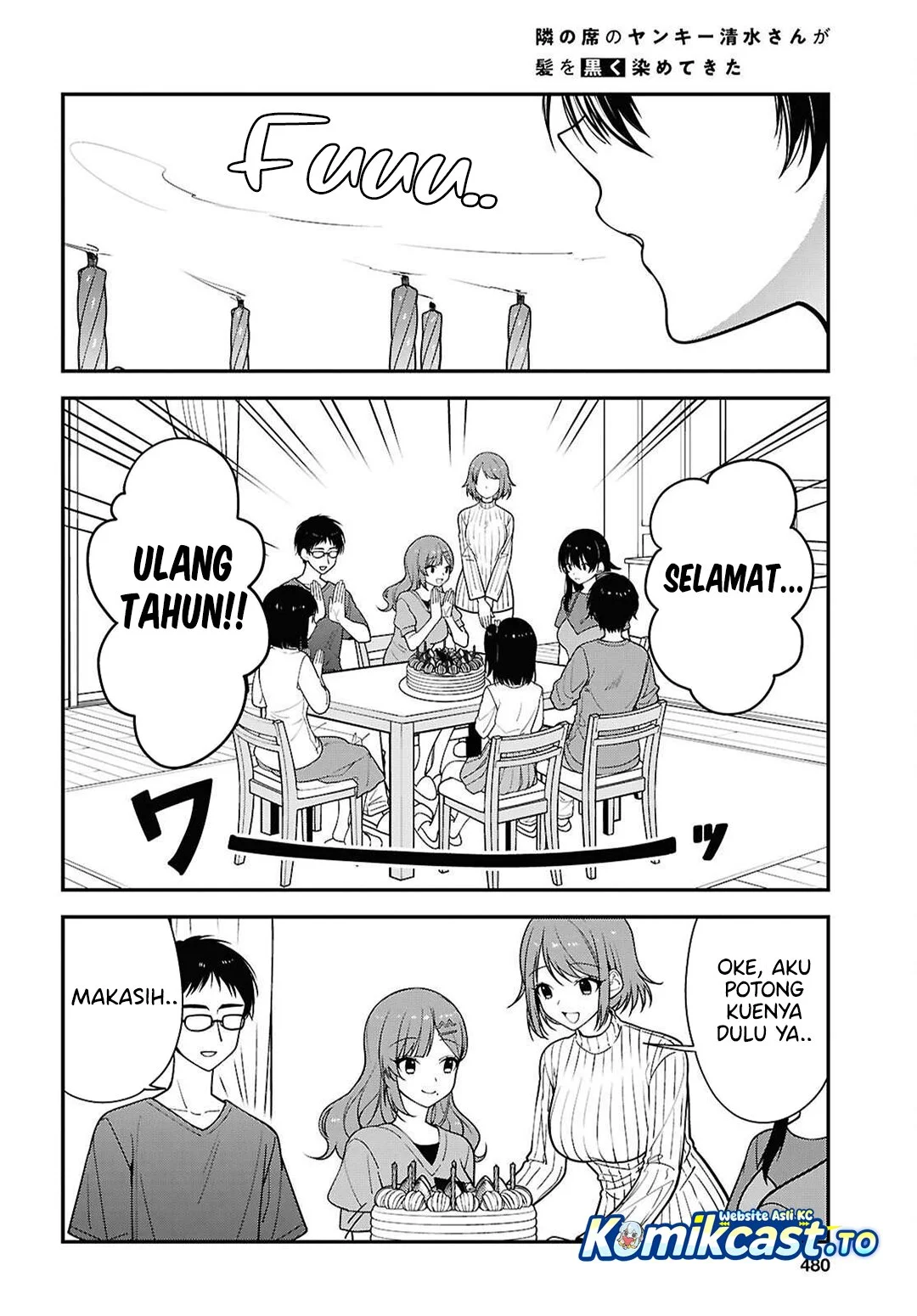 Tonari no Seki no Yankee Shimizu-san ga Kami o Kuroku Sometekita Chapter 18 Gambar 7