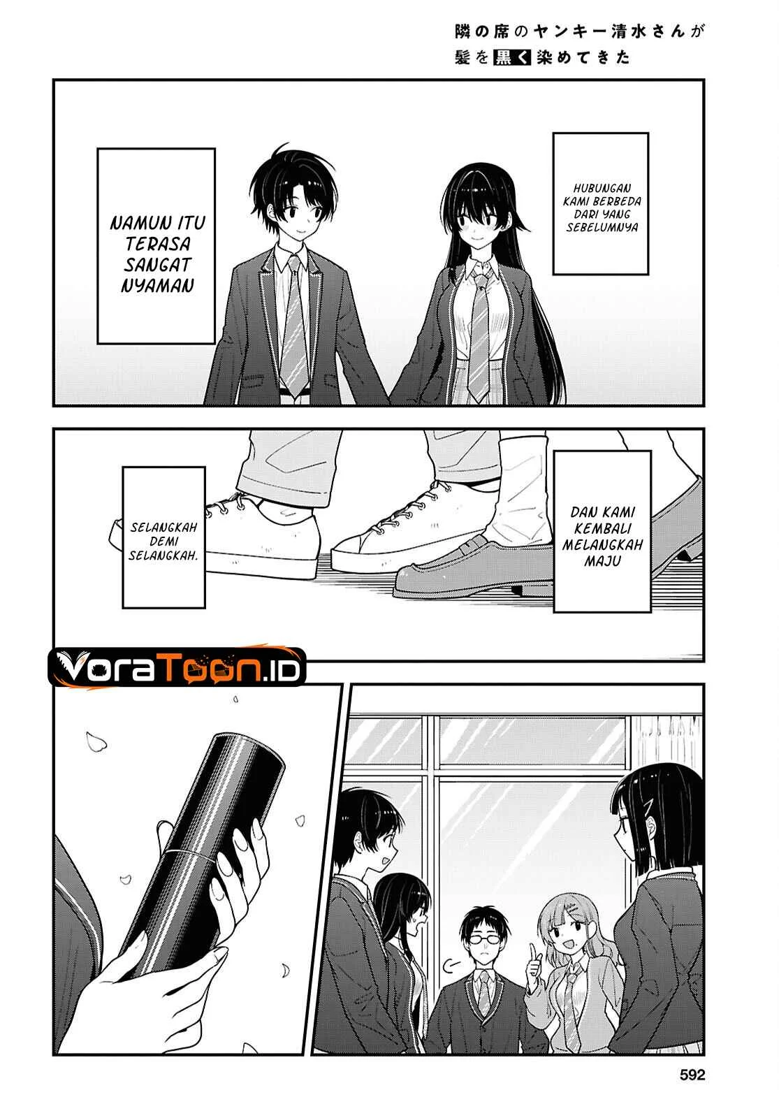Tonari no Seki no Yankee Shimizu-san ga Kami o Kuroku Sometekita Chapter 22 Gambar 27