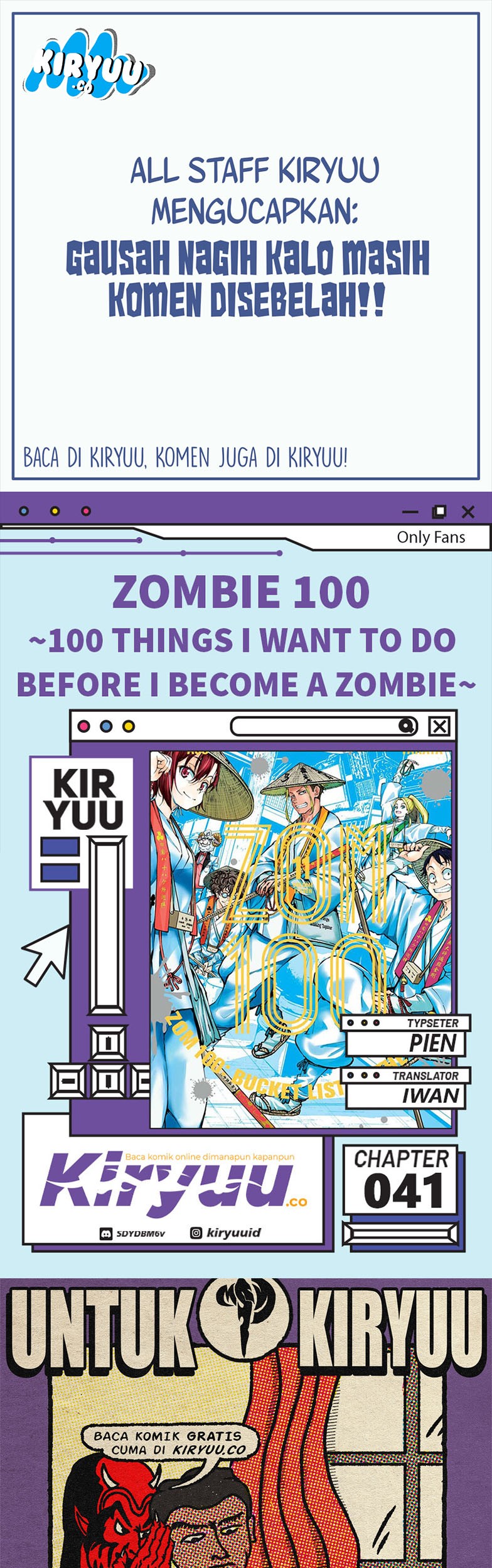 Baca Komik Zombie 100 ~Zombie ni Naru Made ni Shitai 100 no Koto~ Chapter 41 Gambar 1