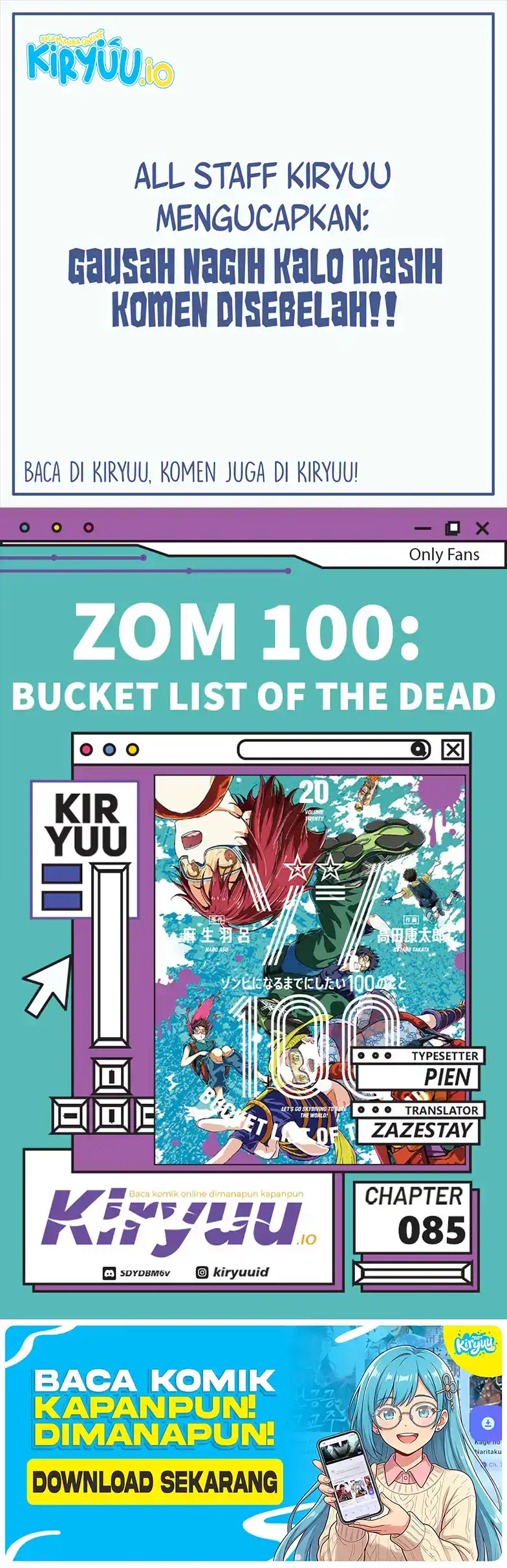 Komik Zombie 100 ~Zombie ni Naru Made ni Shitai 100 no Koto~ Chapter 85 gambar 1