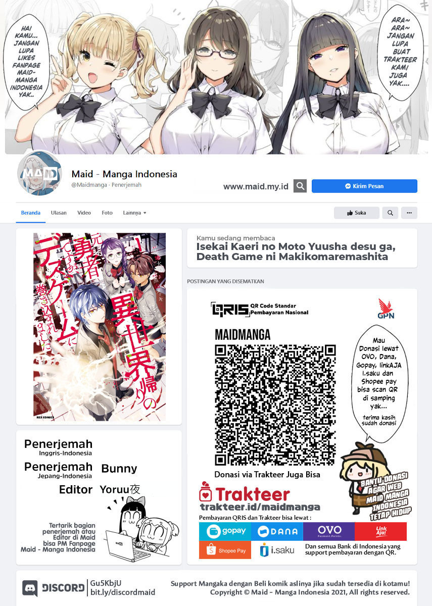Baca Manga Isekai Kaeri no Moto Yuusha desu ga, Death Game ni Makikomaremashita Chapter 07 Gambar 2