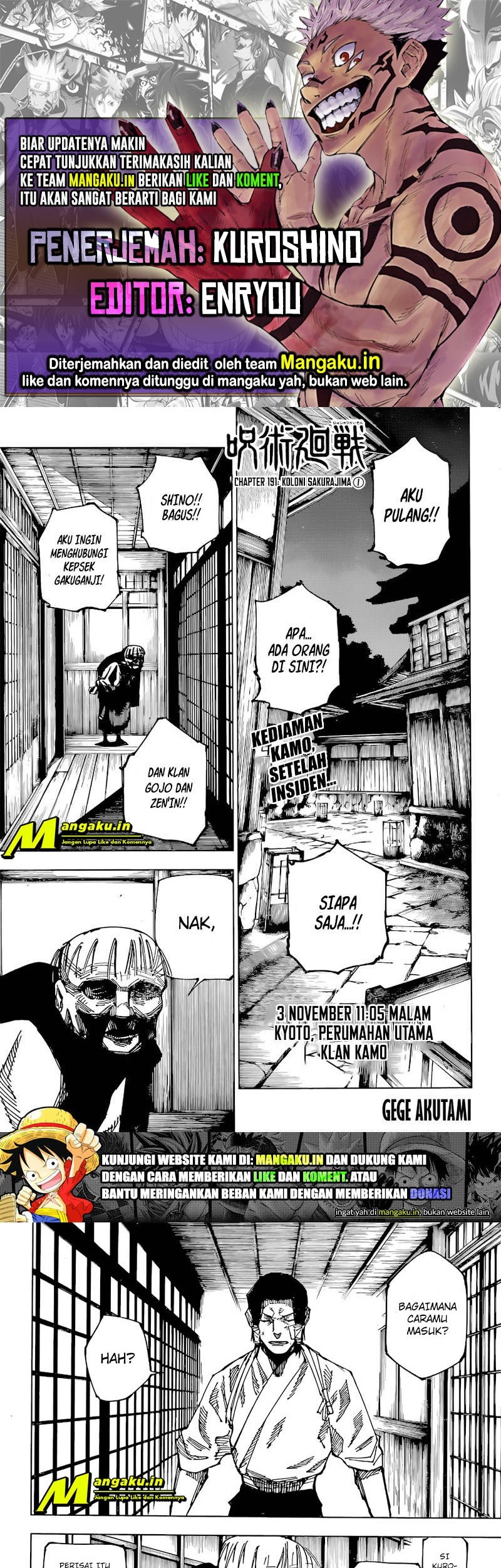 Baca Komik Jujutsu Kaisen Chapter 191 Gambar 1