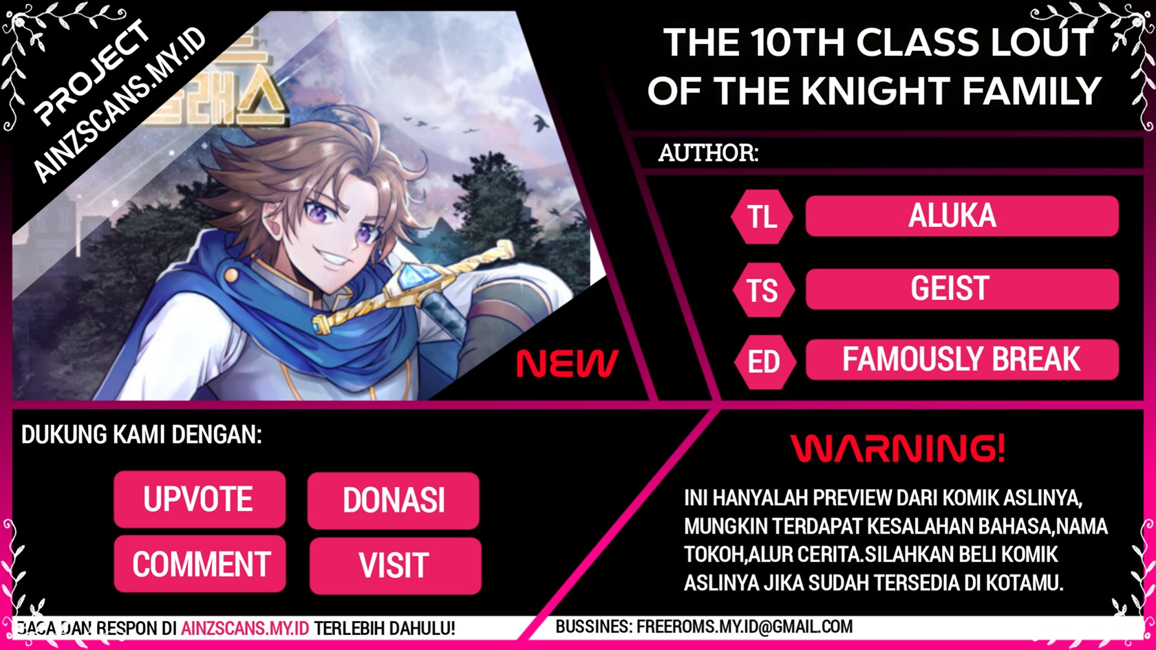 Baca Komik The 10th Class Lout of the Knight Family Chapter 07 Gambar 1