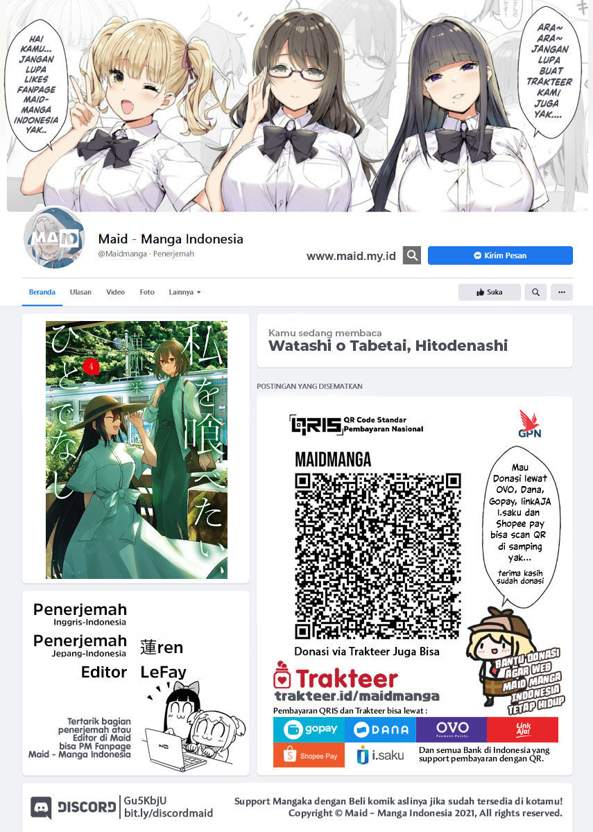 Baca Manga Watashi o Tabetai, Hitodenashi Chapter 21 Gambar 2