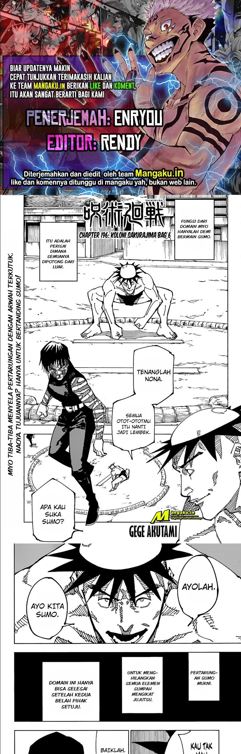 Baca Komik Jujutsu Kaisen Chapter 196 Gambar 1