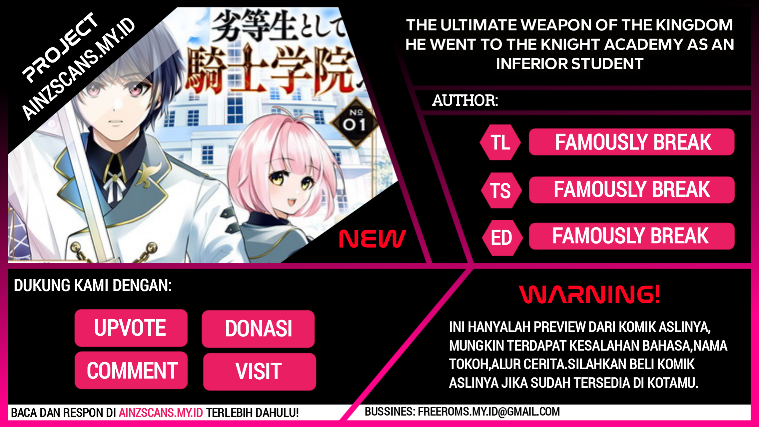 Baca Komik Oukoku no Saishuu Heiki, Rettousei to shite Kishi Gakuin e Chapter 01.3 Gambar 1