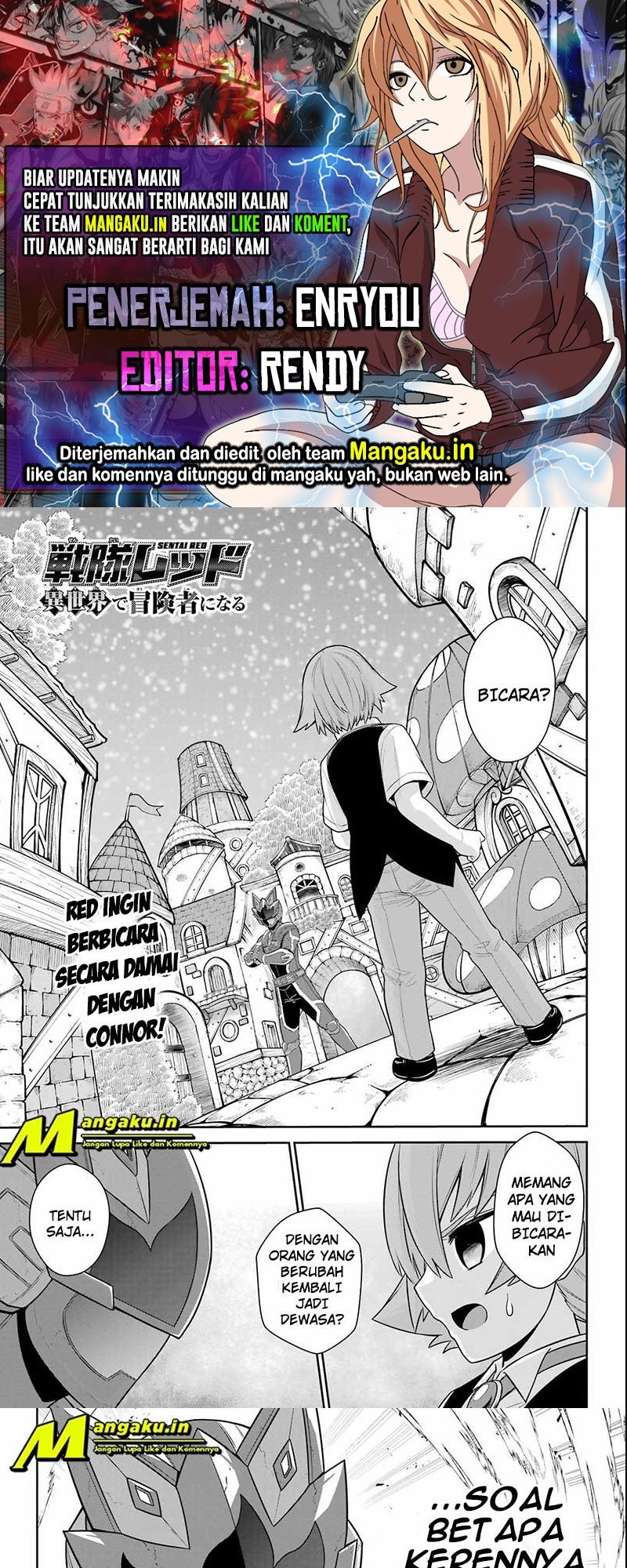 Baca Komik The Red Ranger Becomes an Adventurer in Another World Chapter 21.1 Gambar 1