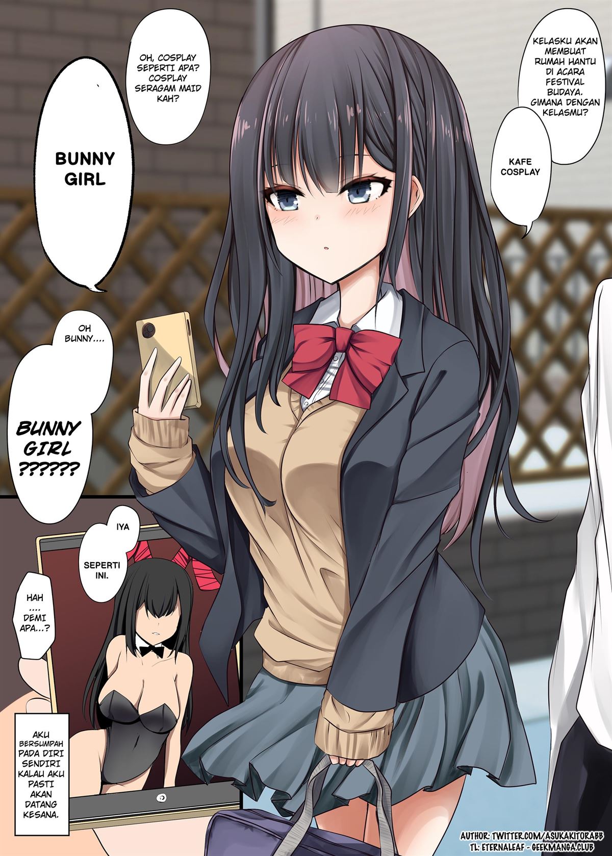 Baca Komik A Story About My Poker-Faced Childhood Friend Cosplaying as a Bunny Girl Chapter 1 Gambar 1