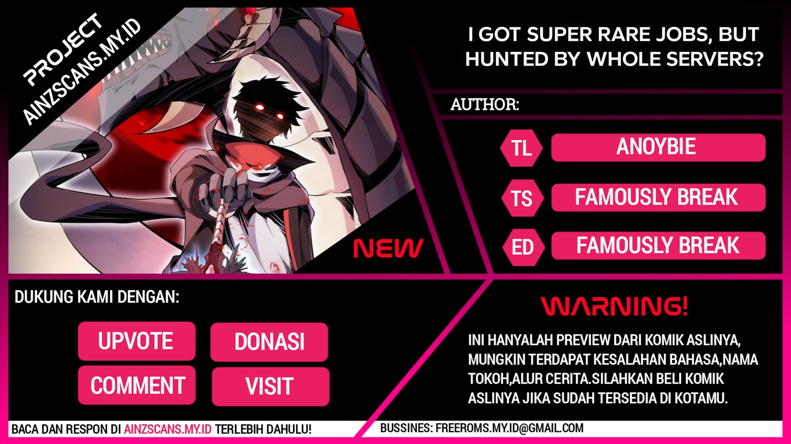 Baca Komik I Got Super Rare Jobs, But Hunted By Whole Servers? Chapter 01 Gambar 1