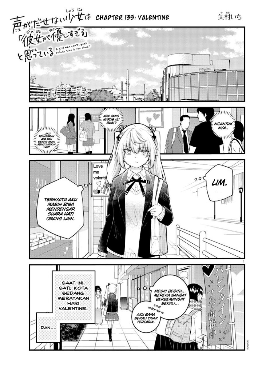 Baca Manga Koe ga dasenai Shoujo wa “Kanojo ga Yasashisugiru” to Omotte iru Chapter 135 Gambar 2
