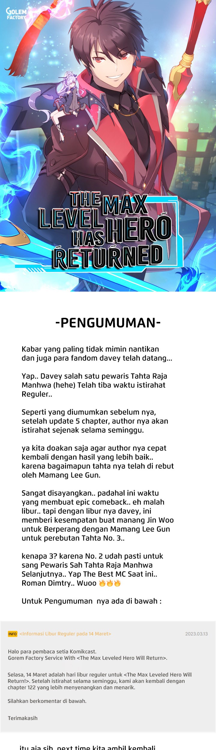 Baca Komik The MAX leveled hero will return! Chapter 121.5 Gambar 1