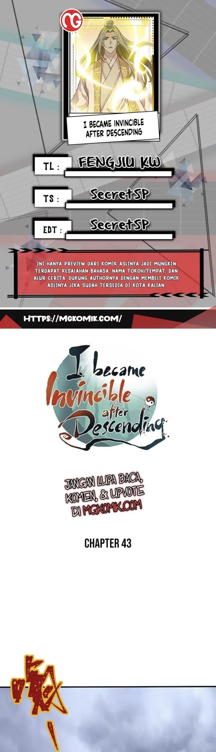Baca Komik I Became Invincible After Descending Chapter 43 Gambar 1