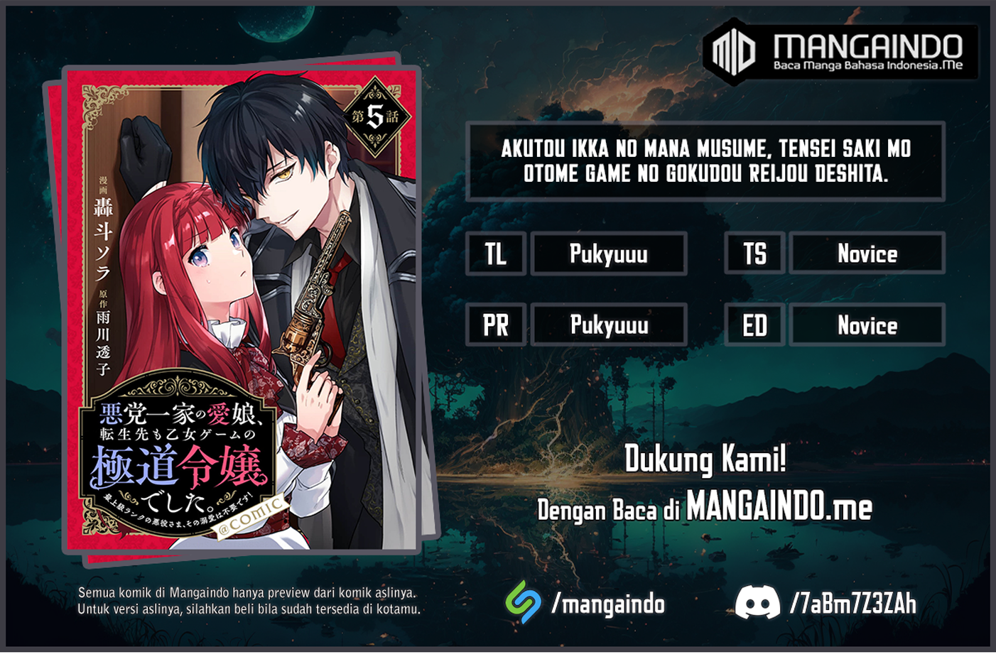 Baca Komik Akutou Ikka no Mana Musume, Tensei Saki mo Otome Game no Gokudou Reijou deshita Chapter 06 Gambar 1