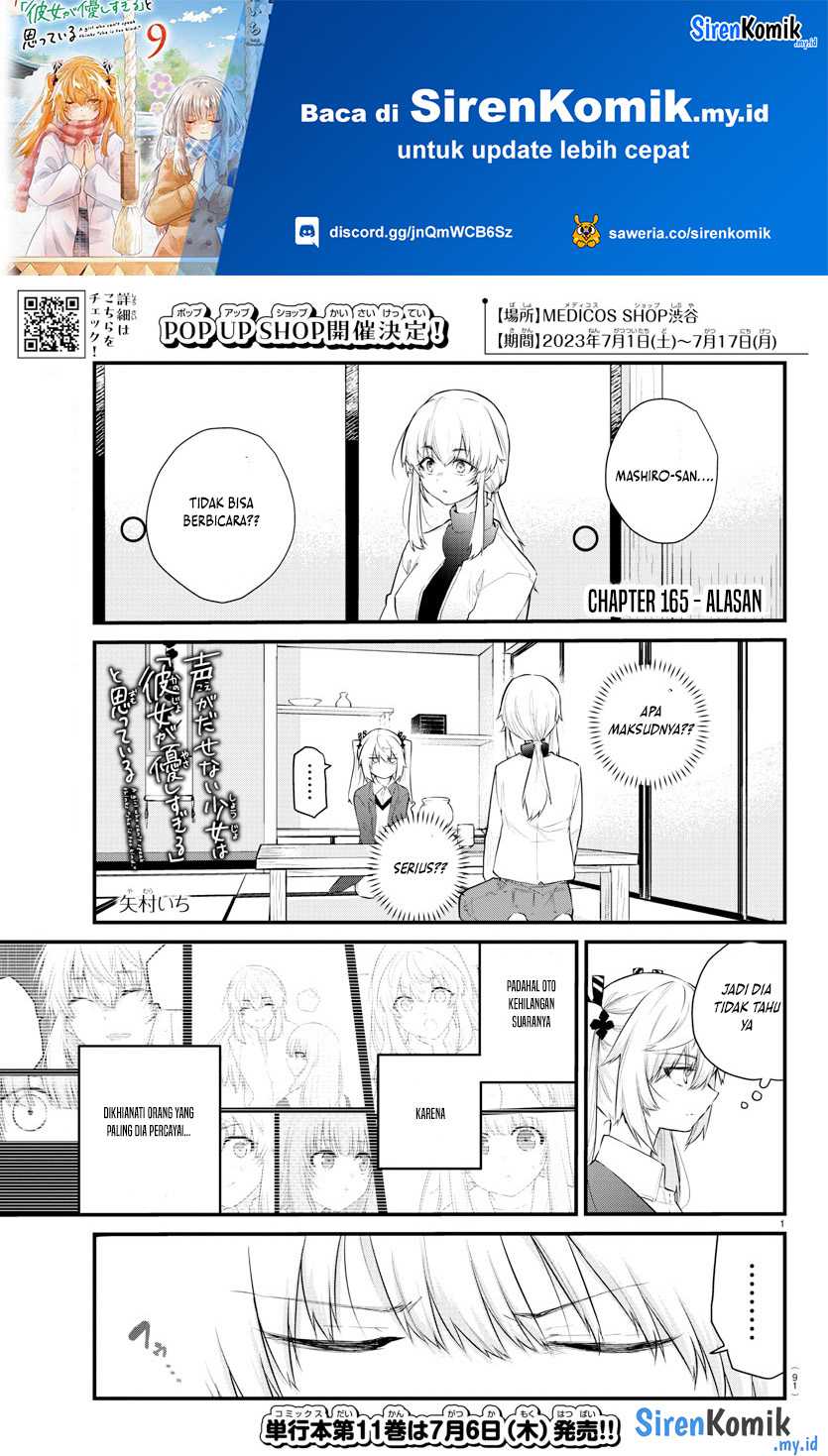 Baca Manga Koe ga dasenai Shoujo wa “Kanojo ga Yasashisugiru” to Omotte iru Chapter 165 Gambar 2