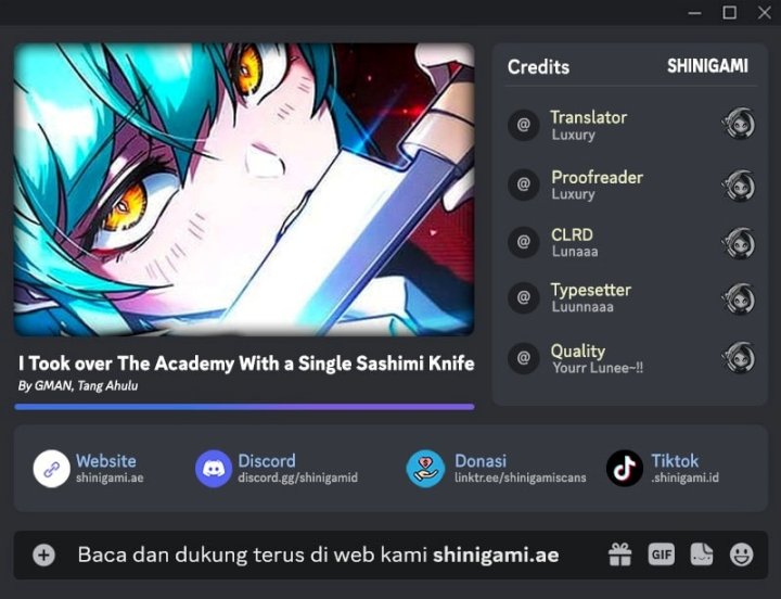 Baca Komik I Took over The Academy With a Single Sashimi Knife Chapter 36 Gambar 1