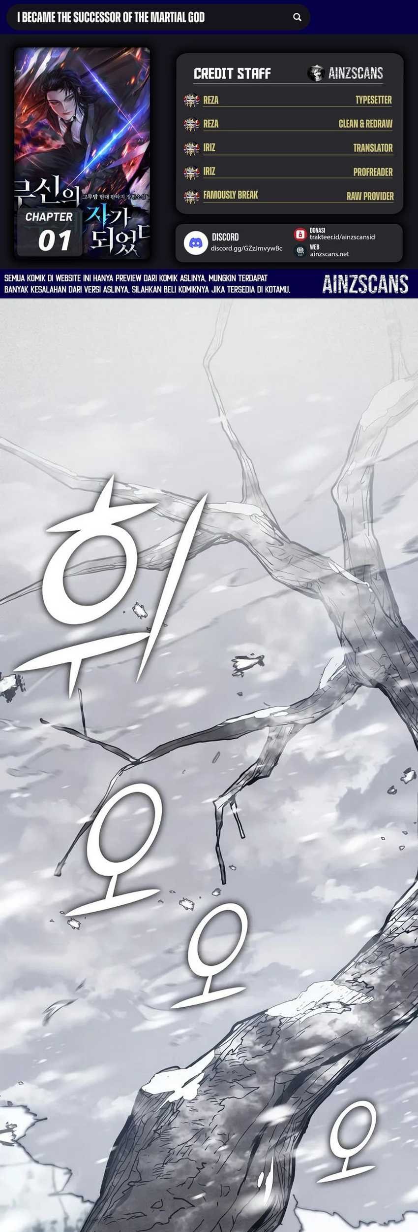 Baca Komik I Became the Successor of the Martial God Chapter 01 Gambar 1