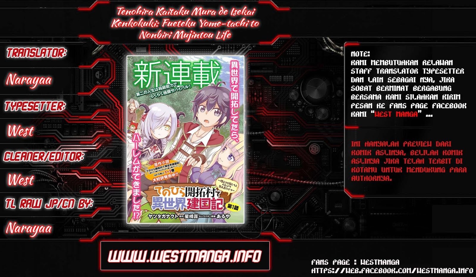 Baca Manga Tenohira Kaitaku Mura de Isekai Kenkokuki: Fueteku Yome-tachi to Nonbiri Mujintou Life (fix) Chapter 02 Gambar 2