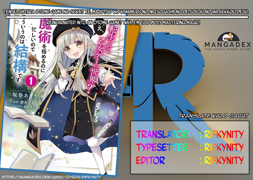 Baca Komik Reincarnated into an Otome Game? Nah, I’m Too Busy Mastering Magic! Chapter 03.1 Gambar 1