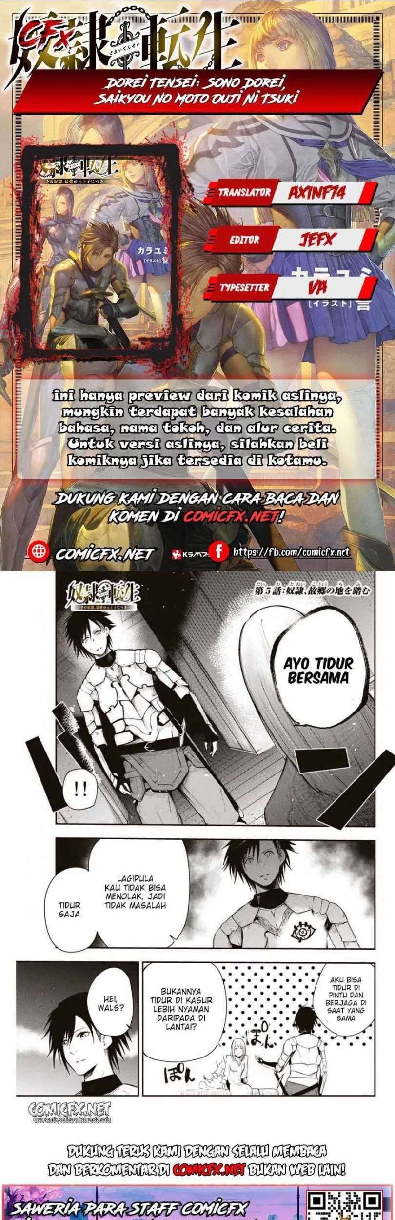 Baca Komik Dorei Tensei: Sono Dorei, Saikyou no Moto Ouji ni Tsuki Chapter 05.1 Gambar 1
